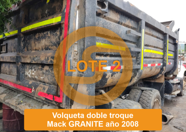 PUEDE OFERTAR - LOTE 2 VOLQUETA VOLQUETA DOBLETROQUE MARCA: MACK  LÍNEA : GRANITE  2008