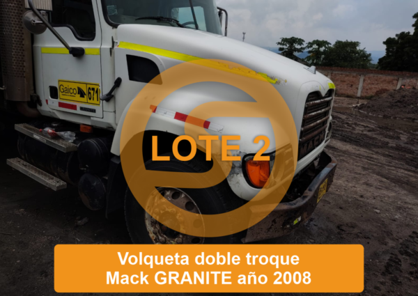 PUEDE OFERTAR - LOTE 2 VOLQUETA VOLQUETA DOBLETROQUE MARCA: MACK  LÍNEA : GRANITE  2008 - Imagen 2